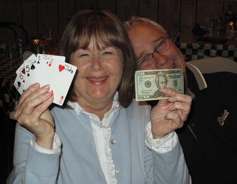 Judy wins the consolation prize with an 8 high