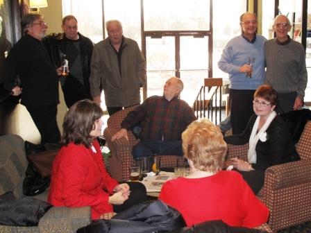 Several members of our group enjoying some V-8 camaraderie before the play